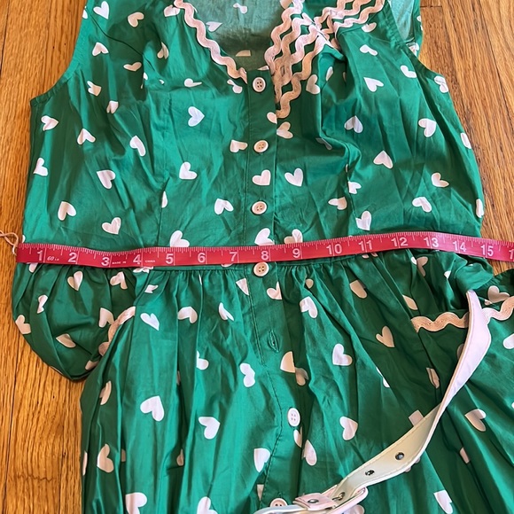 Unique Vintage Rockabilly green and pink heart print swing rockabilly dress - Picture 8 of 8